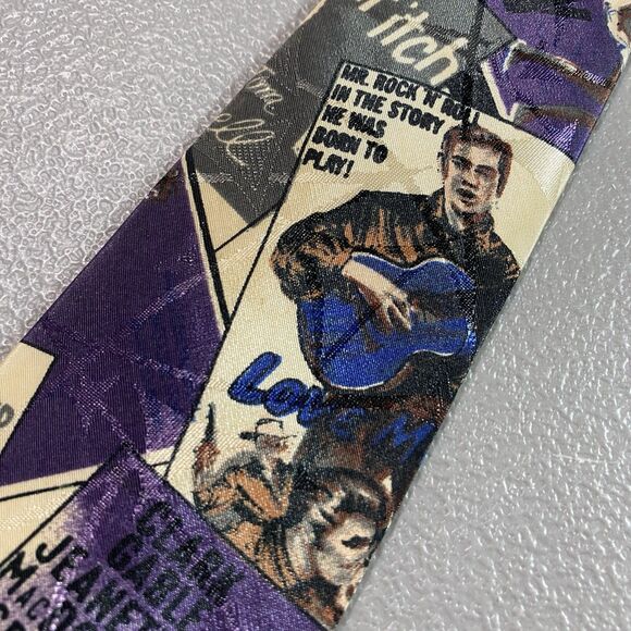 Vintage ENVOY Mens Tie Necktie Limited Edition Hollywood Black Purple 55.5" USA - Picture 11 of 12